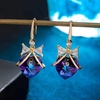 image:imageAustrian Crystal Bowknot Heart Drop Dangle Earrings for Women Fashion 14K Gold Plated Hypoallergenic JewelryViolet