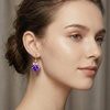 image:imageAustrian Crystal Bowknot Heart Drop Dangle Earrings for Women Fashion 14K Gold Plated Hypoallergenic JewelryViolet