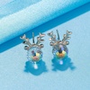 image:imageAustrian Crystal Christmas Reindeer Stud Earrings for Women  14K gold plated brassCute Reindeerball crystalButterfly Claspgift boxAurora Borealis