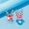 image:imageAustrian Crystal Christmas Reindeer Stud Earrings for Women  14K gold plated brassCute Reindeerball crystalButterfly Claspgift boxPink