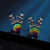 image:imageAustrian Crystal Christmas Reindeer Stud Earrings for Women  14K gold plated brassCute Reindeerball crystalButterfly Claspgift boxRainbow