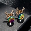 image:imageAustrian Crystal Christmas Reindeer Stud Earrings for Women  14K gold plated brassCute Reindeerball crystalButterfly Claspgift boxRainbow