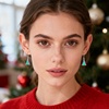 image:imageAustrian Crystal Christmas Tree Drop Dangle Earrings for Women 925 Sterling Silver Hook Hypoallergenic Jewelry Xmas GiftVitrail Medium
