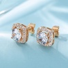 image:imageAustrian Crystal Cushion Cut Halo Stud Earrings for Women Fashion 925 Sterling Silver Hypoallergenic JewelryClear White