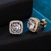 image:imageAustrian Crystal Cushion Cut Halo Stud Earrings for Women Fashion 925 Sterling Silver Hypoallergenic JewelryClear White