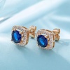 image:imageAustrian Crystal Cushion Cut Halo Stud Earrings for Women Fashion 925 Sterling Silver Hypoallergenic JewelryDark Blue