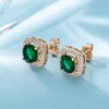 image:imageAustrian Crystal Cushion Cut Halo Stud Earrings for Women Fashion 925 Sterling Silver Hypoallergenic JewelryGreen