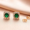 image:imageAustrian Crystal Cushion Cut Halo Stud Earrings for Women Fashion 925 Sterling Silver Hypoallergenic JewelryGreen