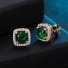 image:imageAustrian Crystal Cushion Cut Halo Stud Earrings for Women Fashion 925 Sterling Silver Hypoallergenic JewelryGreen