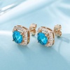 image:imageAustrian Crystal Cushion Cut Halo Stud Earrings for Women Fashion 925 Sterling Silver Hypoallergenic JewelryLight Blue