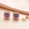 image:imageAustrian Crystal Cushion Cut Halo Stud Earrings for Women Fashion 925 Sterling Silver Hypoallergenic JewelryTanzanite