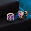 image:imageAustrian Crystal Cushion Cut Halo Stud Earrings for Women Fashion 925 Sterling Silver Hypoallergenic JewelryTanzanite