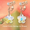 image:imageAustrian Crystal Flower Drop Clip On Earrings for Women Non Pierced 14K Rose Gold Plated Hypoallergenic Dangle Earring JewelryAurora Borealis