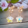 image:imageAustrian Crystal Flower Drop Clip On Earrings for Women Non Pierced 14K Rose Gold Plated Hypoallergenic Dangle Earring JewelryAurora Borealis