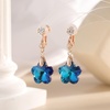 image:imageAustrian Crystal Flower Drop Clip On Earrings for Women Non Pierced 14K Rose Gold Plated Hypoallergenic Dangle Earring JewelryBermuda Blue
