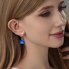 image:imageAustrian Crystal Flower Drop Clip On Earrings for Women Non Pierced 14K Rose Gold Plated Hypoallergenic Dangle Earring JewelryBermuda Blue