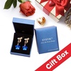image:imageAustrian Crystal Flower Drop Clip On Earrings for Women Non Pierced 14K Rose Gold Plated Hypoallergenic Dangle Earring JewelryBermuda Blue