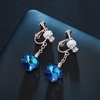 image:imageAustrian Crystal Flower Drop Clip On Earrings for Women Non Pierced 14K Rose Gold Plated Hypoallergenic Dangle Earring JewelryBermuda Blue