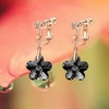 image:imageAustrian Crystal Flower Drop Clip On Earrings for Women Non Pierced 14K Rose Gold Plated Hypoallergenic Dangle Earring JewelryBlack