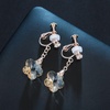 image:imageAustrian Crystal Flower Drop Clip On Earrings for Women Non Pierced 14K Rose Gold Plated Hypoallergenic Dangle Earring JewelryLight Topaz