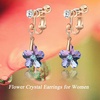image:imageAustrian Crystal Flower Drop Clip On Earrings for Women Non Pierced 14K Rose Gold Plated Hypoallergenic Dangle Earring JewelryVitrail Light