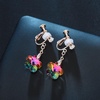 image:imageAustrian Crystal Flower Drop Clip On Earrings for Women Non Pierced 14K Rose Gold Plated Hypoallergenic Dangle Earring JewelryVitrail Medium