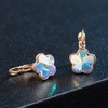 image:imageAustrian Crystal Flower Leverback Drop Earrings for Women 14K Rose Gold Plated Hypoallergenic JewelryAurora Borealis