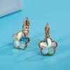image:imageAustrian Crystal Flower Leverback Drop Earrings for Women 14K Rose Gold Plated Hypoallergenic JewelryAurora Borealis