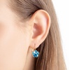 image:imageAustrian Crystal Flower Leverback Drop Earrings for Women 14K Rose Gold Plated Hypoallergenic JewelryBermuda Blue