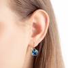 image:imageAustrian Crystal Flower Leverback Drop Earrings for Women 14K Rose Gold Plated Hypoallergenic JewelryDark Blue