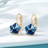 image:imageAustrian Crystal Flower Leverback Drop Earrings for Women 14K Rose Gold Plated Hypoallergenic JewelryDark Blue