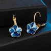 image:imageAustrian Crystal Flower Leverback Drop Earrings for Women 14K Rose Gold Plated Hypoallergenic JewelryDark Blue