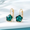 image:imageAustrian Crystal Flower Leverback Drop Earrings for Women 14K Rose Gold Plated Hypoallergenic JewelryEmerald