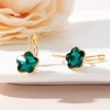image:imageAustrian Crystal Flower Leverback Drop Earrings for Women 14K Rose Gold Plated Hypoallergenic JewelryEmerald