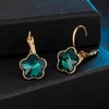 image:imageAustrian Crystal Flower Leverback Drop Earrings for Women 14K Rose Gold Plated Hypoallergenic JewelryEmerald