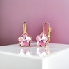 image:imageAustrian Crystal Flower Leverback Drop Earrings for Women 14K Rose Gold Plated Hypoallergenic JewelryLight pink
