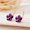 image:imageAustrian Crystal Flower Leverback Drop Earrings for Women 14K Rose Gold Plated Hypoallergenic JewelryPurple