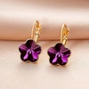 image:imageAustrian Crystal Flower Leverback Drop Earrings for Women 14K Rose Gold Plated Hypoallergenic JewelryPurple
