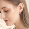 image:imageAustrian Crystal Flower Leverback Drop Earrings for Women 14K Rose Gold Plated Hypoallergenic JewelryPurple