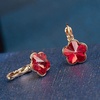 image:imageAustrian Crystal Flower Leverback Drop Earrings for Women 14K Rose Gold Plated Hypoallergenic JewelryRed