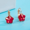 image:imageAustrian Crystal Flower Leverback Drop Earrings for Women 14K Rose Gold Plated Hypoallergenic JewelryRed