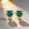image:imageAustrian Crystal Halo Heart Clip on Earrings for Women  14K gold plated brassexquisite heart designcolorful crystalnonpiercedsoft silicone padsgift boxValentines Day giftEmerald Green