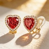 image:imageAustrian Crystal Halo Heart Clip on Earrings for Women  14K gold plated brassexquisite heart designcolorful crystalnonpiercedsoft silicone padsgift boxValentines Day giftRed