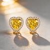 image:imageAustrian Crystal Halo Heart Clip on Earrings for Women  14K gold plated brassexquisite heart designcolorful crystalnonpiercedsoft silicone padsgift boxValentines Day giftTopaz