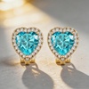 image:imageAustrian Crystal Halo Heart Clip on Earrings for Women  14K gold plated brassexquisite heart designcolorful crystalnonpiercedsoft silicone padsgift boxValentines Day giftLight Blue