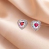 image:imageAustrian Crystal Halo Heart Stud Earrings for Women Fashion 925 Sterling Silver Hypoallergenic JewelryABPink