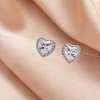 image:imageAustrian Crystal Halo Heart Stud Earrings for Women Fashion 925 Sterling Silver Hypoallergenic JewelryClear White