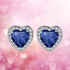 image:imageAustrian Crystal Halo Heart Stud Earrings for Women Fashion 925 Sterling Silver Hypoallergenic JewelryDark Blue