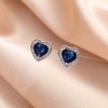 image:imageAustrian Crystal Halo Heart Stud Earrings for Women Fashion 925 Sterling Silver Hypoallergenic JewelryDark Blue