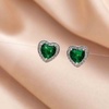 image:imageAustrian Crystal Halo Heart Stud Earrings for Women Fashion 925 Sterling Silver Hypoallergenic JewelryGreen